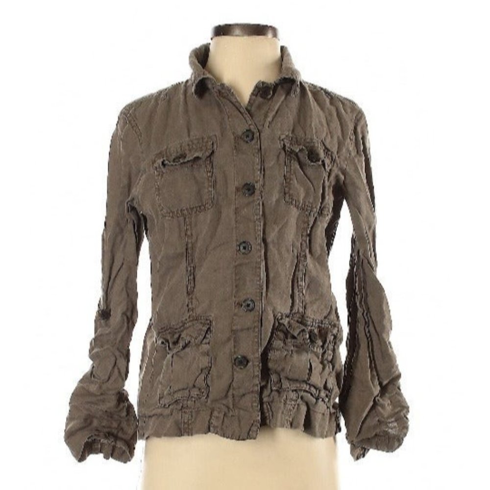 Ann Taylor Linen Utility Cargo Jacket S - Picture 1 of 3